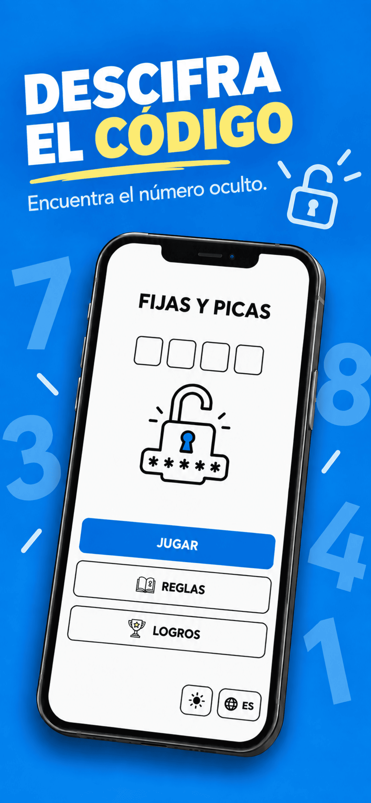 Pantalla de inicio de Fijas y Picas