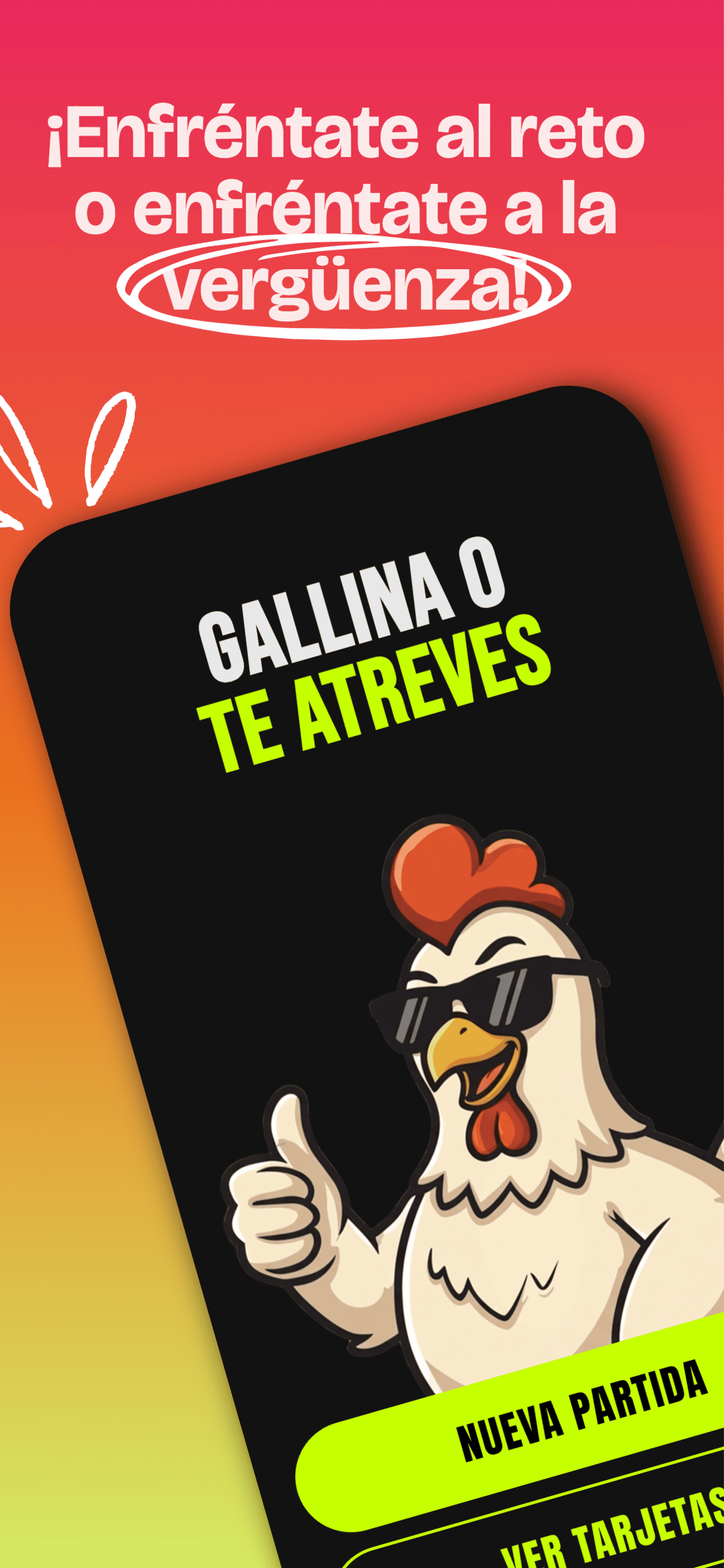 Pantalla de inicio de Gallina o Te Atreves