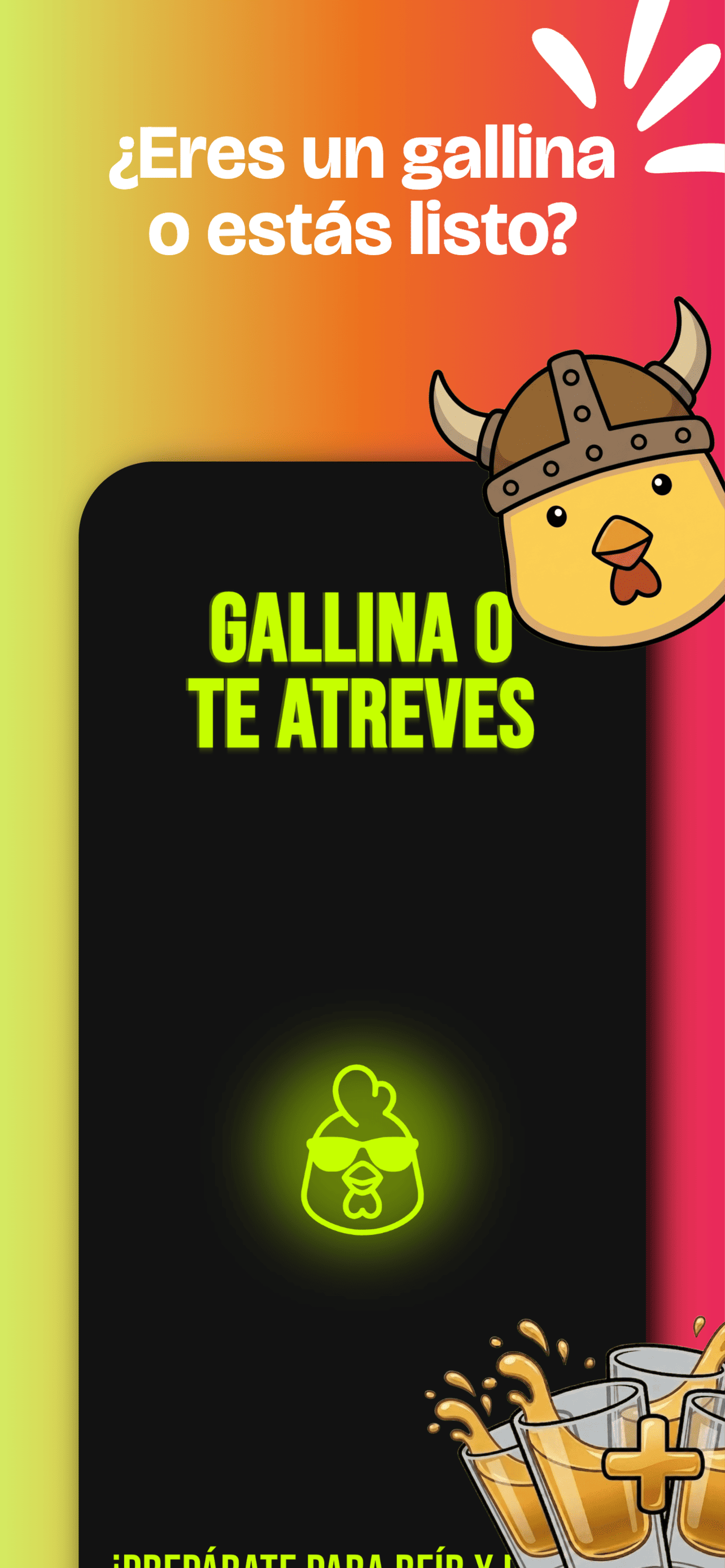 Pantalla de menú de Gallina o Te Atreves